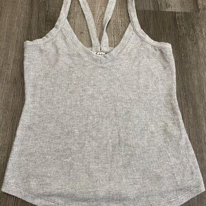 Free People Light Gray Ribbed Tank Top